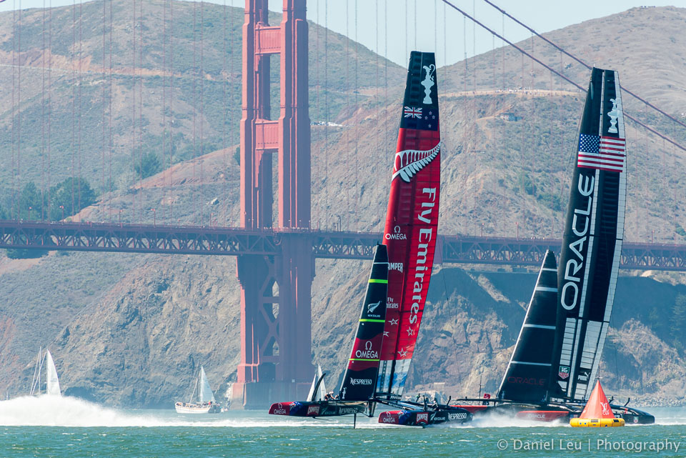 America's Cup 2013 San Francisco, race 1 and 2. Team Oracle Racing USA against Emirates Team New Zealand