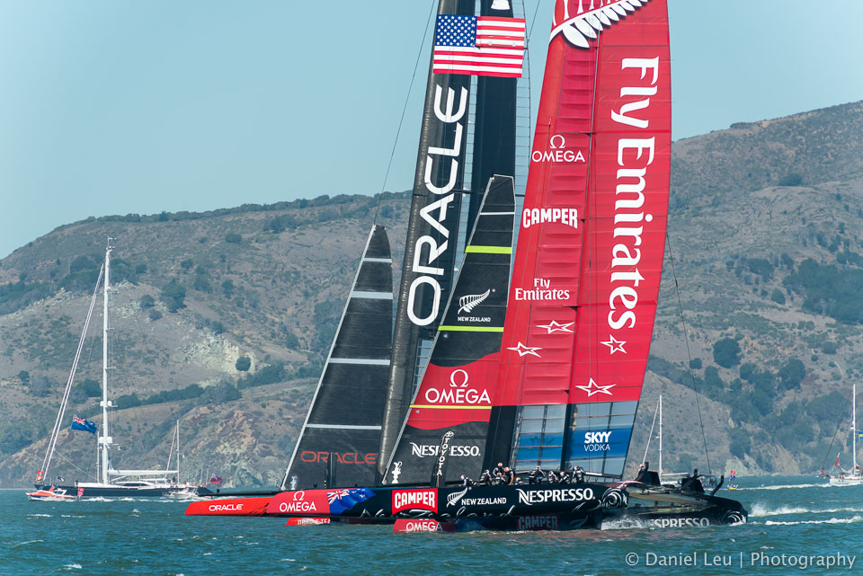 America's Cup 2013 San Francisco, race 1 and 2. Team Oracle Racing USA against Emirates Team New Zealand
